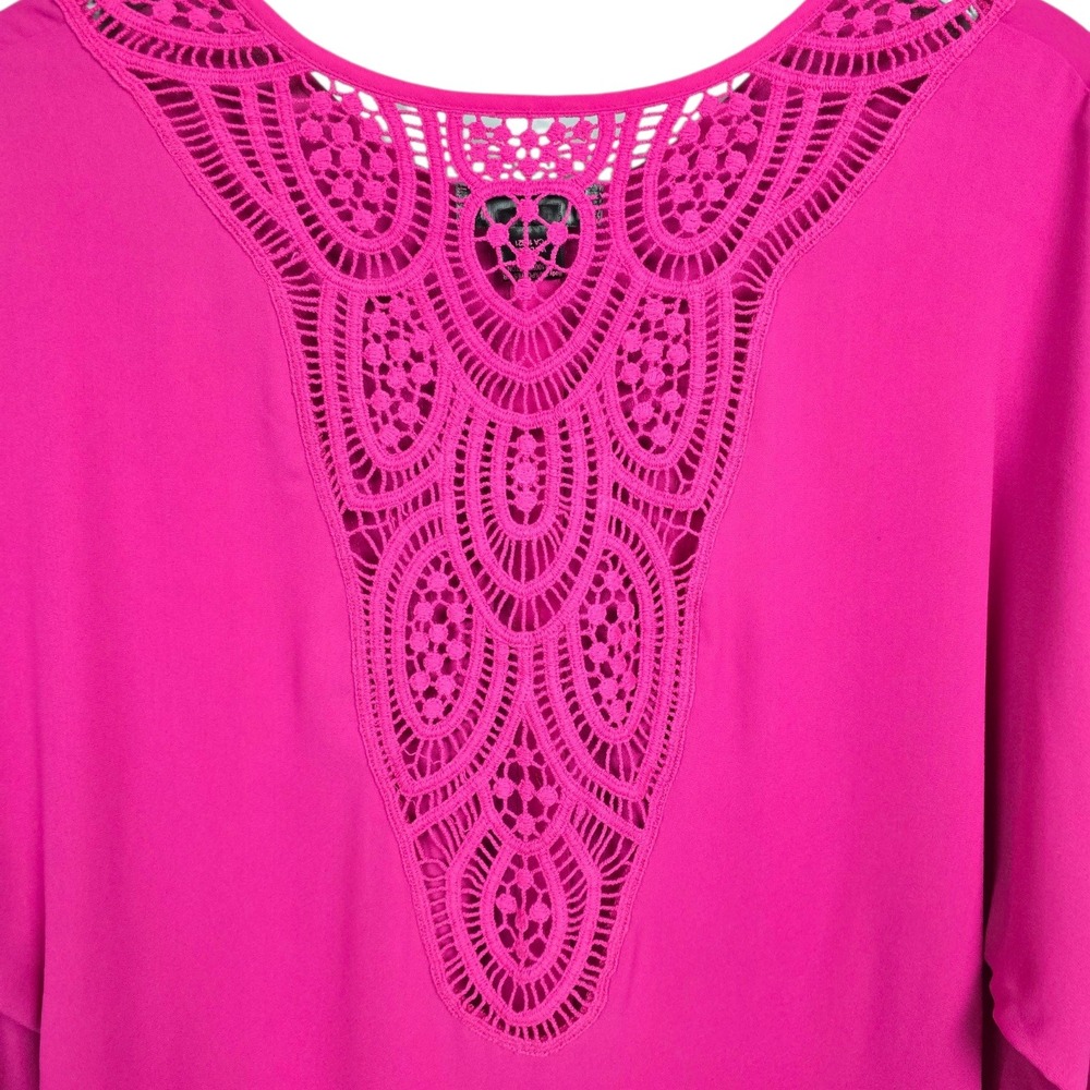 Rock & Roll Cowgirl Pink Tie-Front Lace Back Blouse Women's Size Large Mint! - Picture 4 of 6